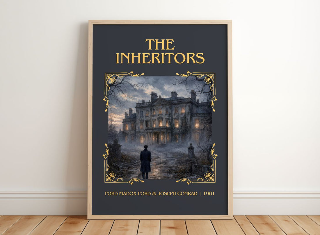 Inheritors Classic Book Art Print by Ford Madox Ford & Joseph Conrad – framed print leaning on a wooden floor