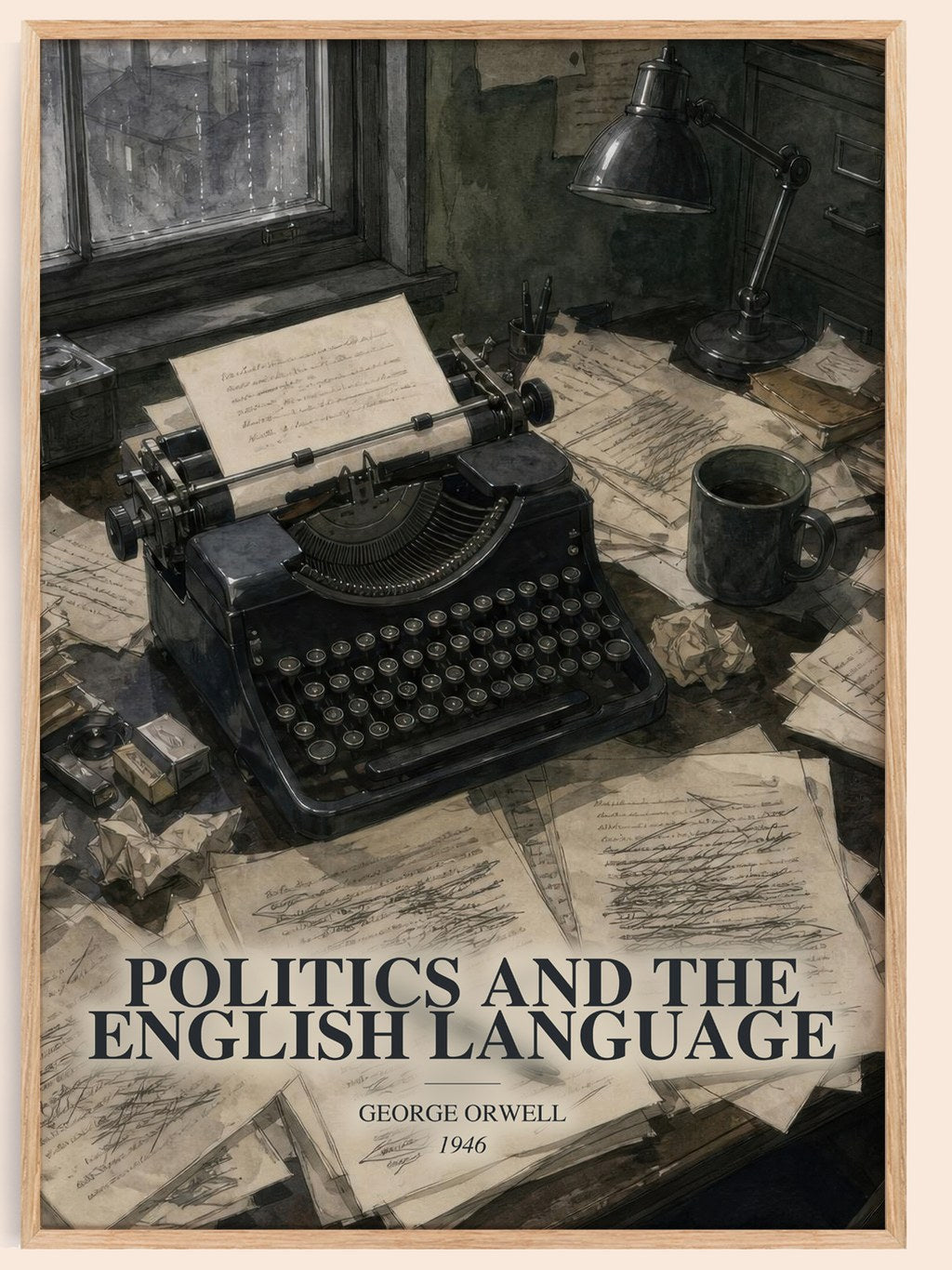 Politics And The English Language watercolour book poster by George Orwell – framed literary art print