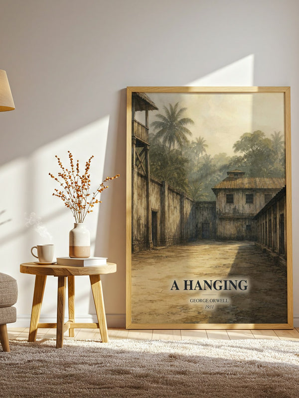 A Hanging watercolour print in frame leaning in hallway – non fiction wall art