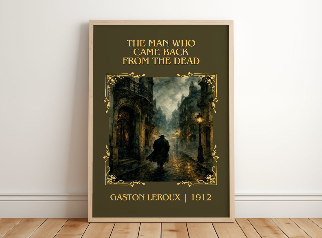 Man Who Came Back From The Dead Classic Book Art Print by G. Leroux – framed print leaning on a wooden floor