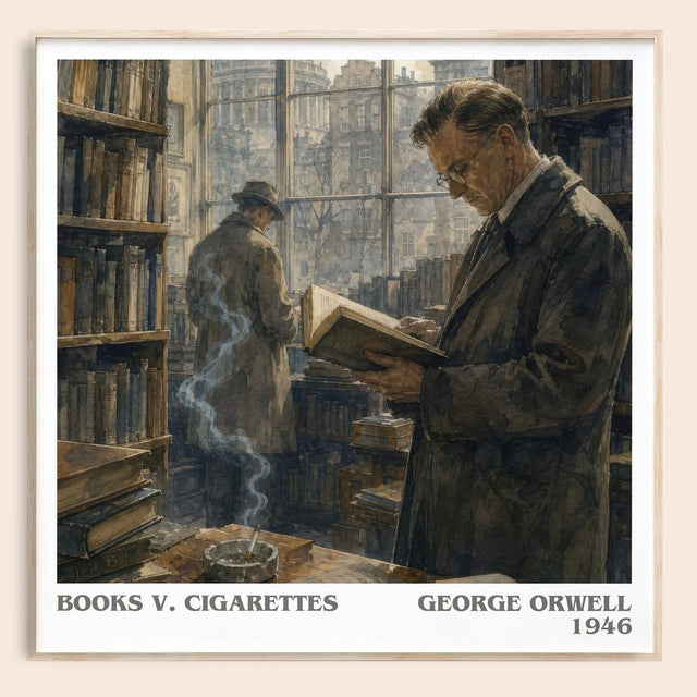 Books V. Cigarettes Literary Art Print by George Orwell