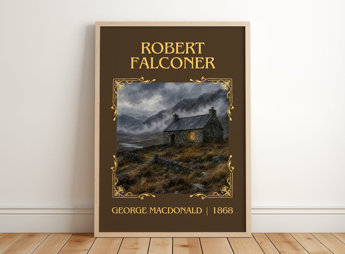 Robert Falconer Classic Book Art Print by George Macdonald – framed print leaning on a wooden floor