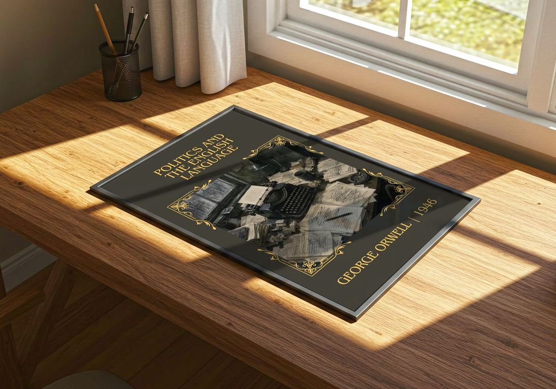 Politics And The English Language Classic Book Art Print by G. Orwell – print on a sunlit desk