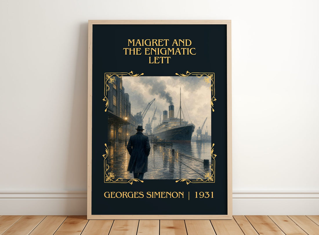Maigret And The Enigmatic Lett Classic Book Art Print by G. Simenon – framed print leaning on a wooden floor