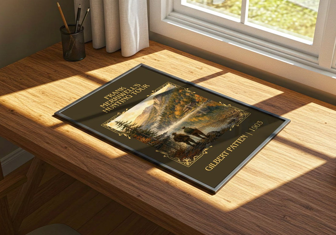 Frank Merriwell'S Hunting Tour Classic Book Art Print by G. Patten – print on a sunlit desk