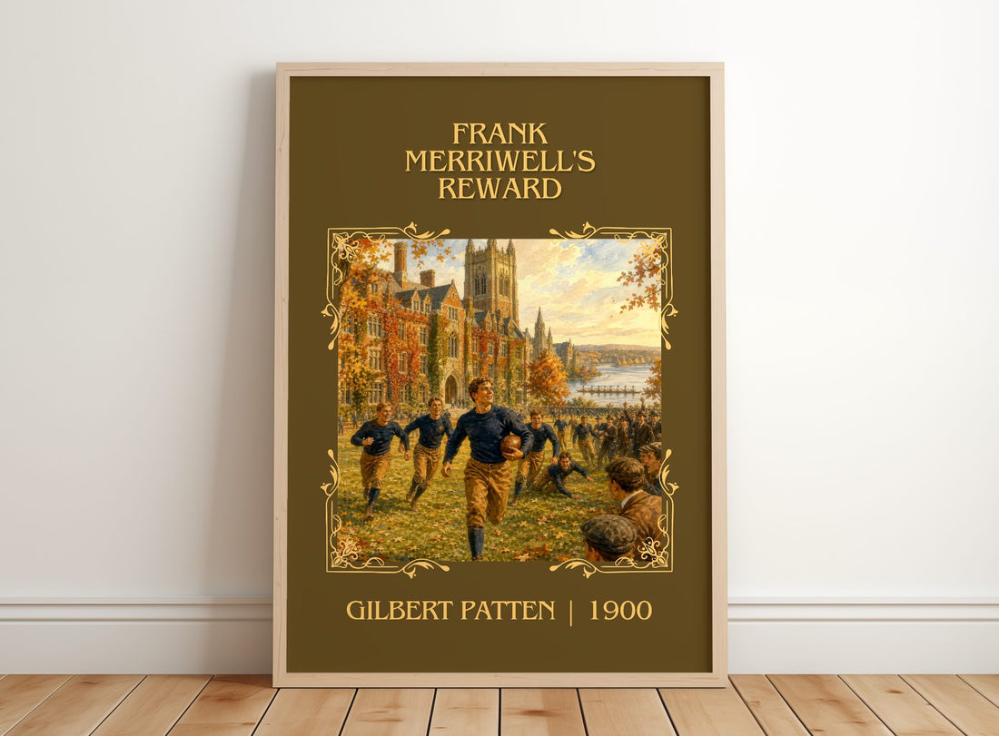 Frank Merriwell'S Reward Classic Book Art Print by Gilbert Patten – framed print leaning on a wooden floor