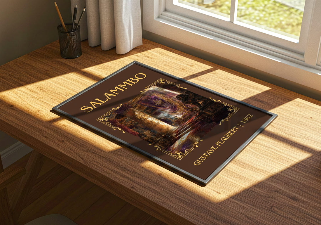 Salammbô Classic Book Art Print by Gustave Flaubert – print on a sunlit desk