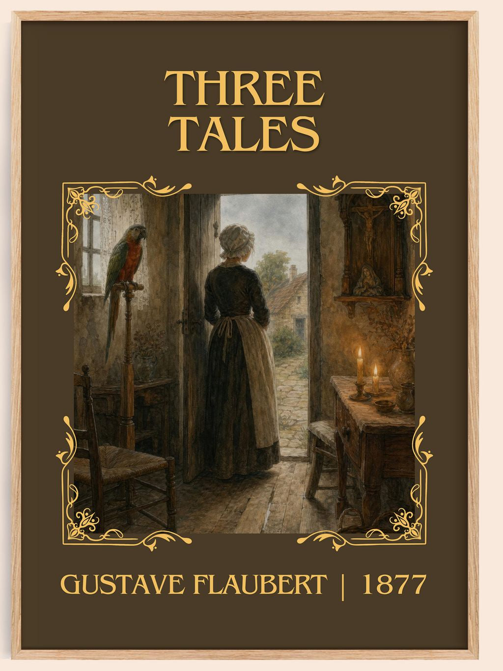 Three Tales Classic Book Art Print by Gustave Flaubert – book poster