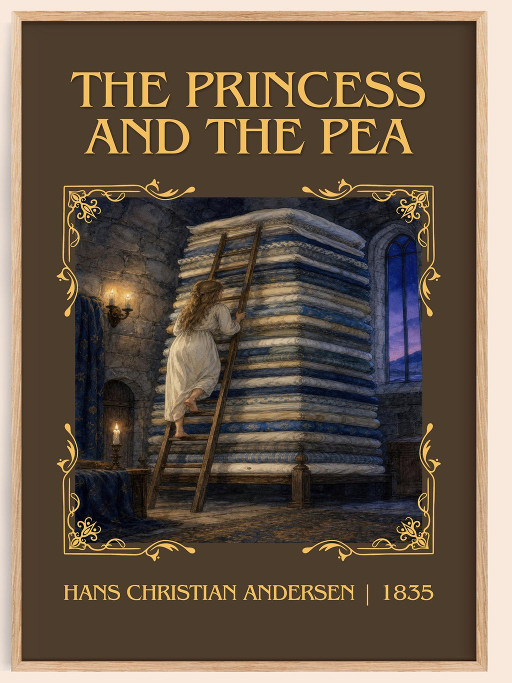 Princess And The Pea Classic Book Art Print by Hans Christian Andersen – book poster