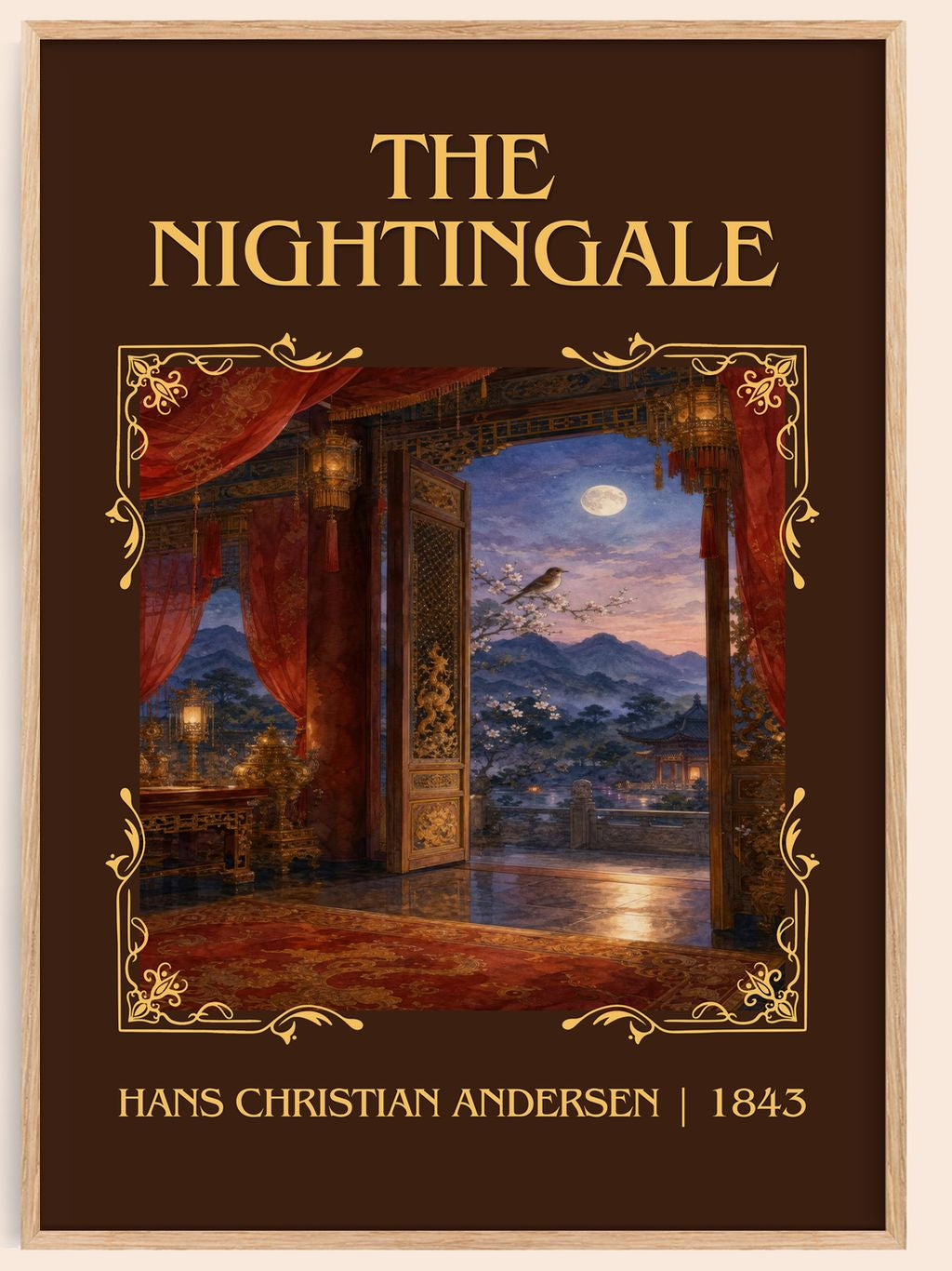 The Nightingale Classic Book Art Print by Hans Christian Andersen – book poster