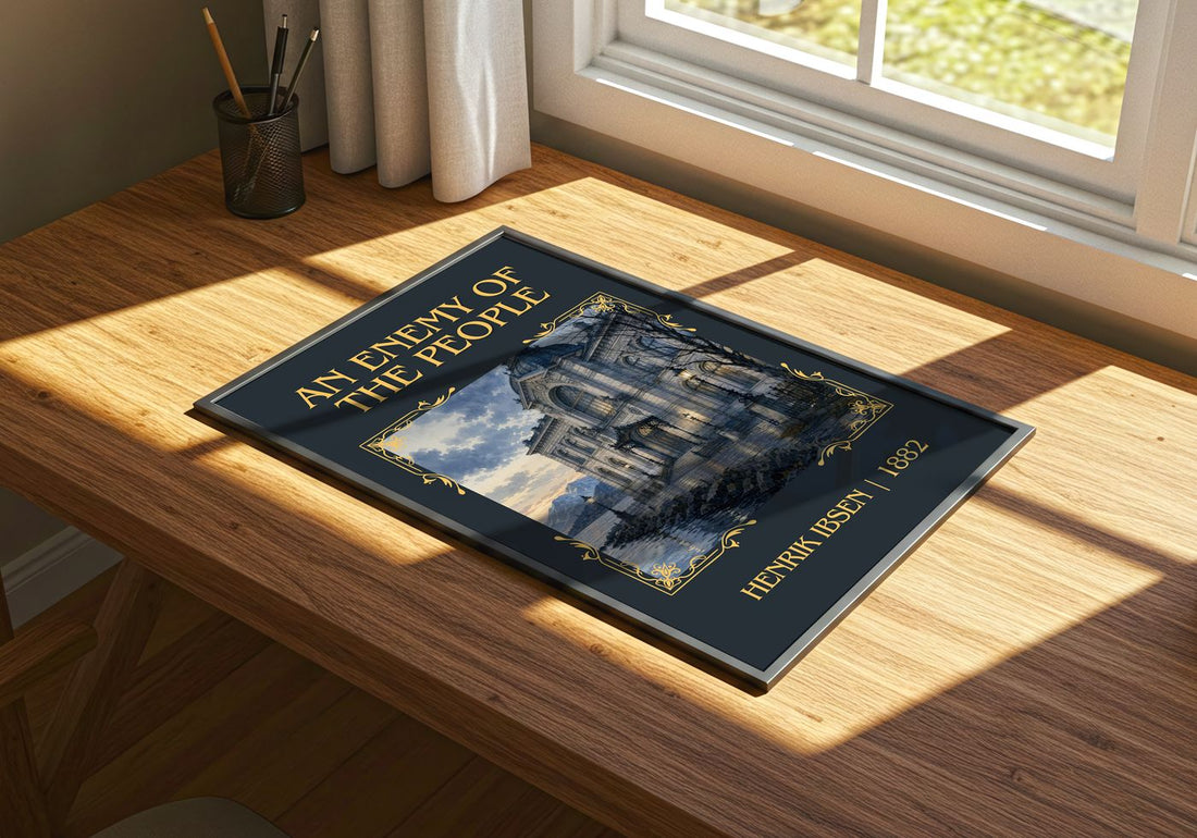 An Enemy Of The People Classic Book Art Print by Henrik Ibsen – print on a sunlit desk