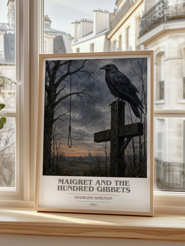Maigret And The Hundred Gibbets Book Cover Poster by Georges Simenon – framed print by a bright window