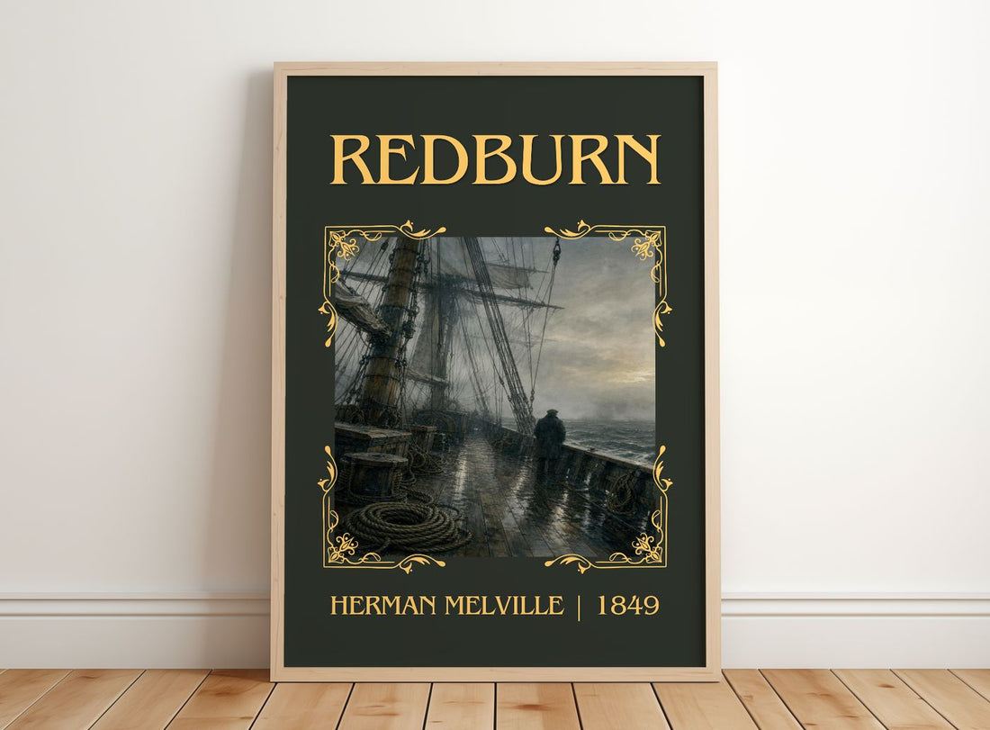 Redburn Classic Book Art Print by Herman Melville – framed print leaning on a wooden floor