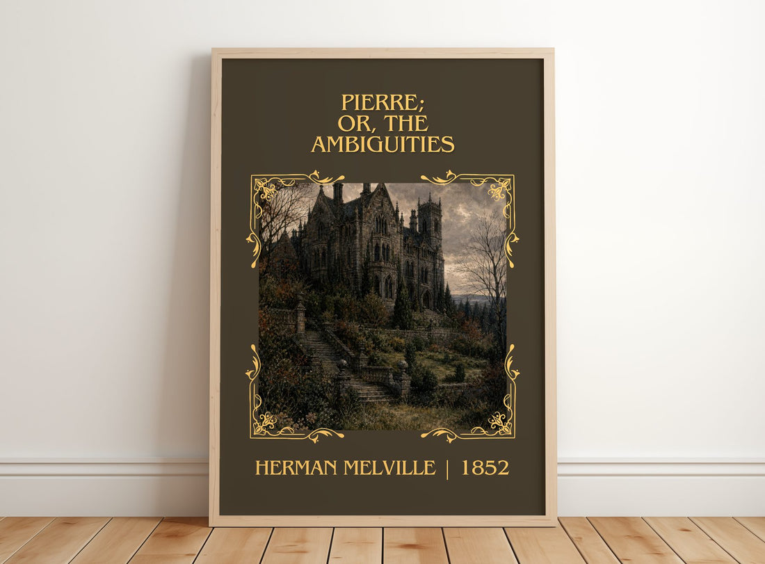 Pierre; Or, The Ambiguities Classic Book Art Print by Herman Melville – framed print leaning on a wooden floor