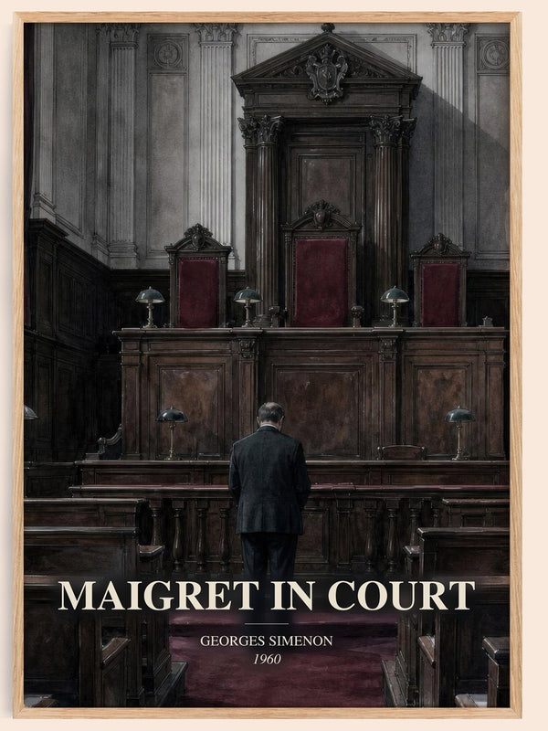 Maigret In Court watercolour book poster by Georges Simenon – framed literary art print