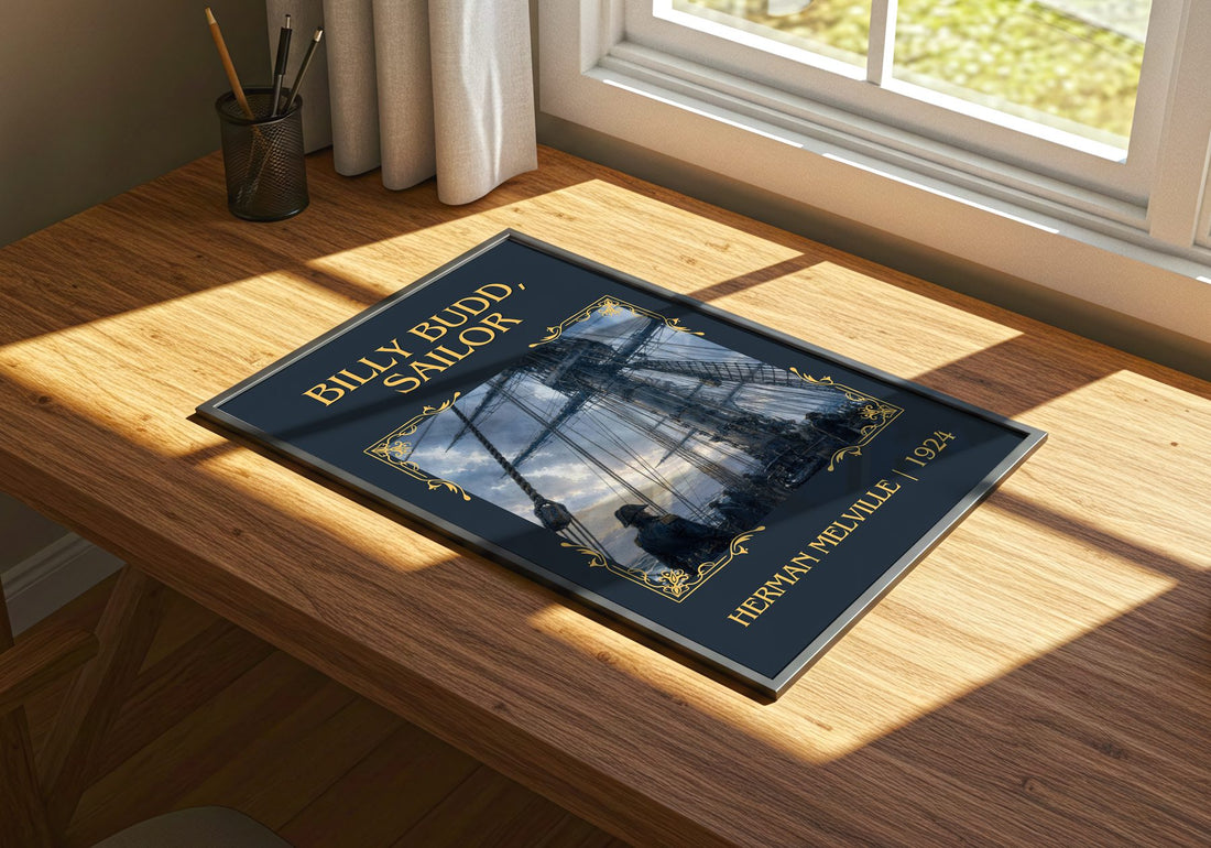 Billy Budd, Sailor Classic Book Art Print by Herman Melville – print on a sunlit desk