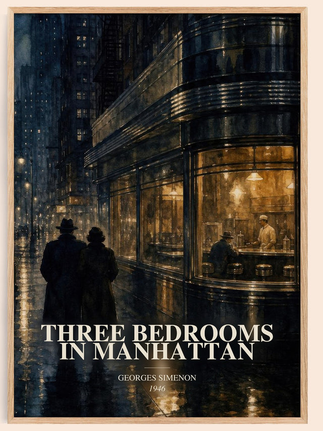 Three Bedrooms In Manhattan Book Watercolour Illustration – G. Simenon