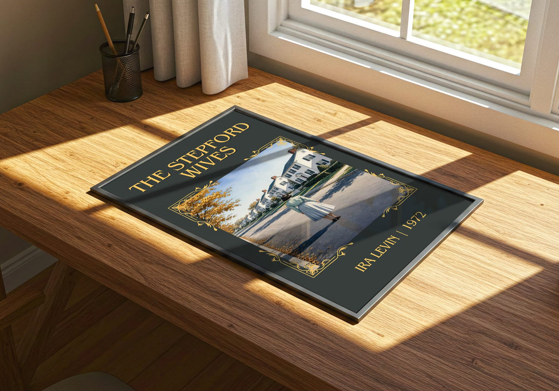 The Stepford Wives Classic Book Art Print by Ira Levin – print on a sunlit desk