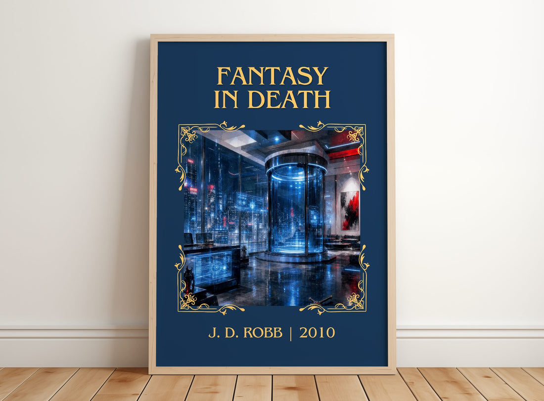 Fantasy In Death Classic Book Art Print by J. D. Robb – framed print leaning on a wooden floor