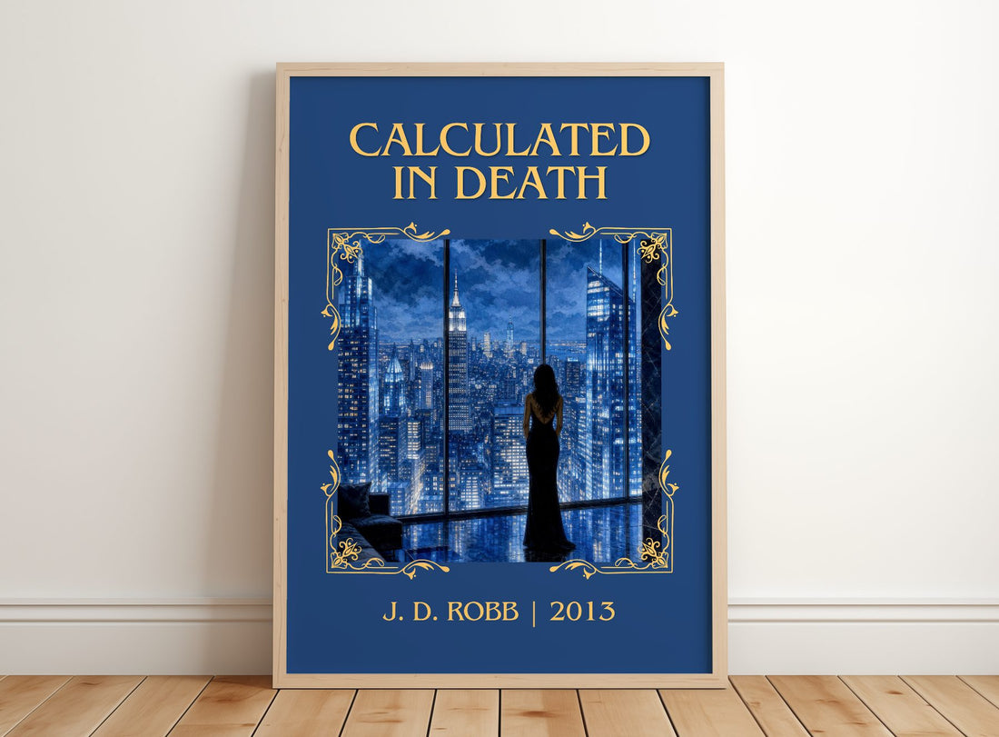 Calculated In Death Classic Book Art Print by J. D. Robb – framed print leaning on a wooden floor