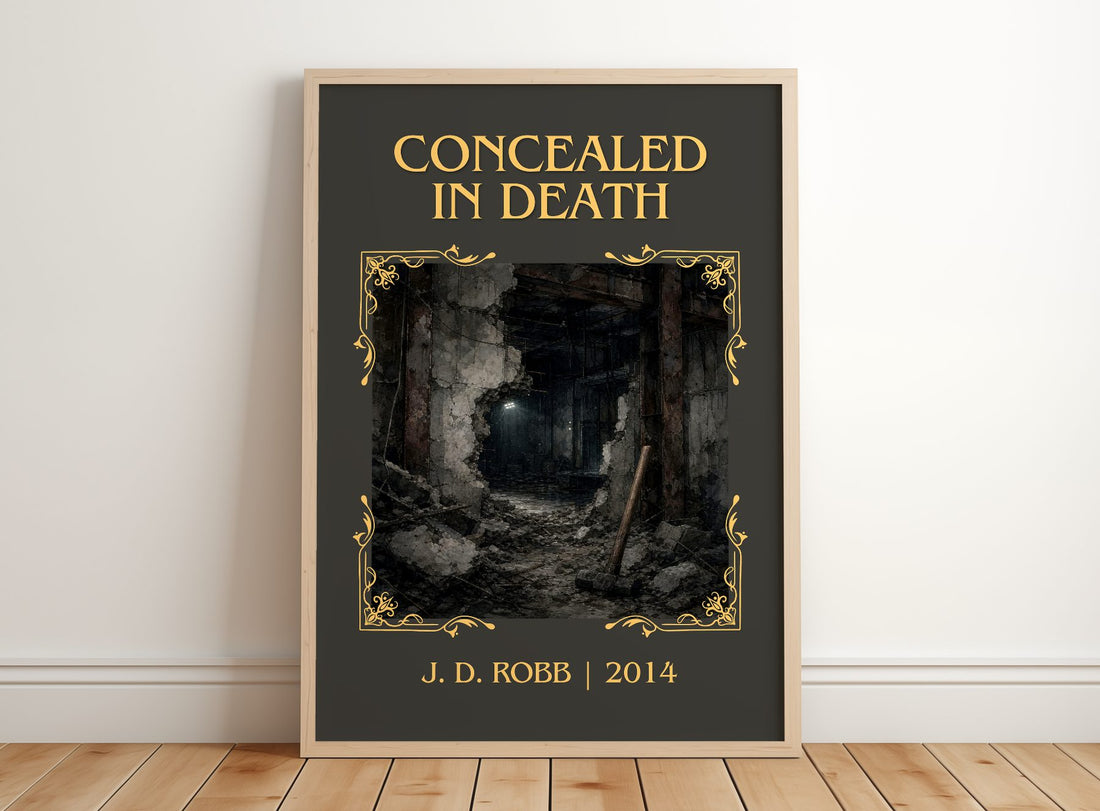 Concealed In Death Classic Book Art Print by J. D. Robb – framed print leaning on a wooden floor