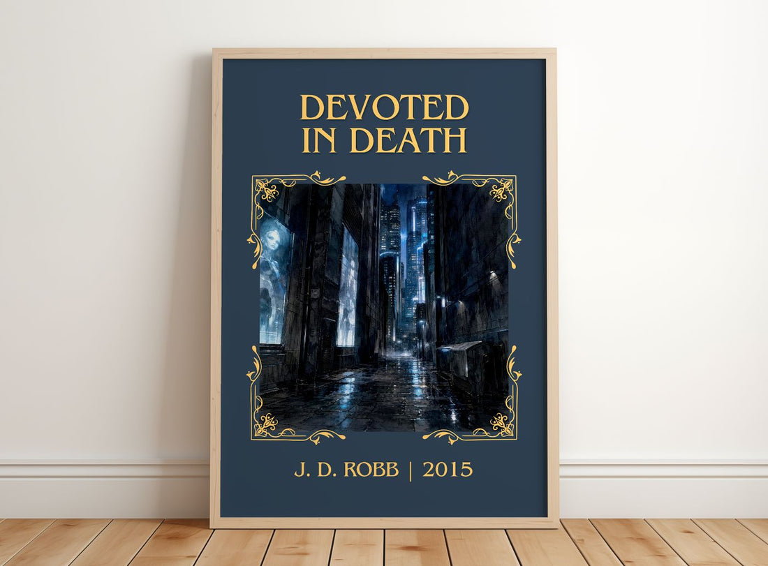 Devoted In Death Classic Book Art Print by J. D. Robb – framed print leaning on a wooden floor