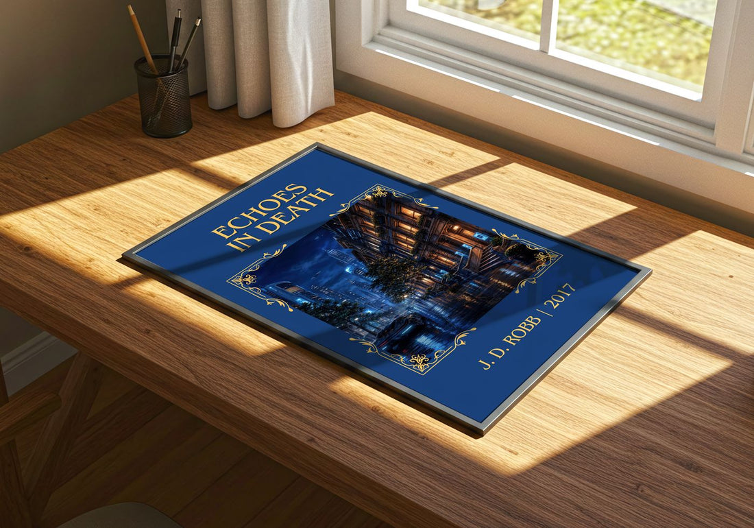 Echoes In Death Classic Book Art Print by J. D. Robb – print on a sunlit desk