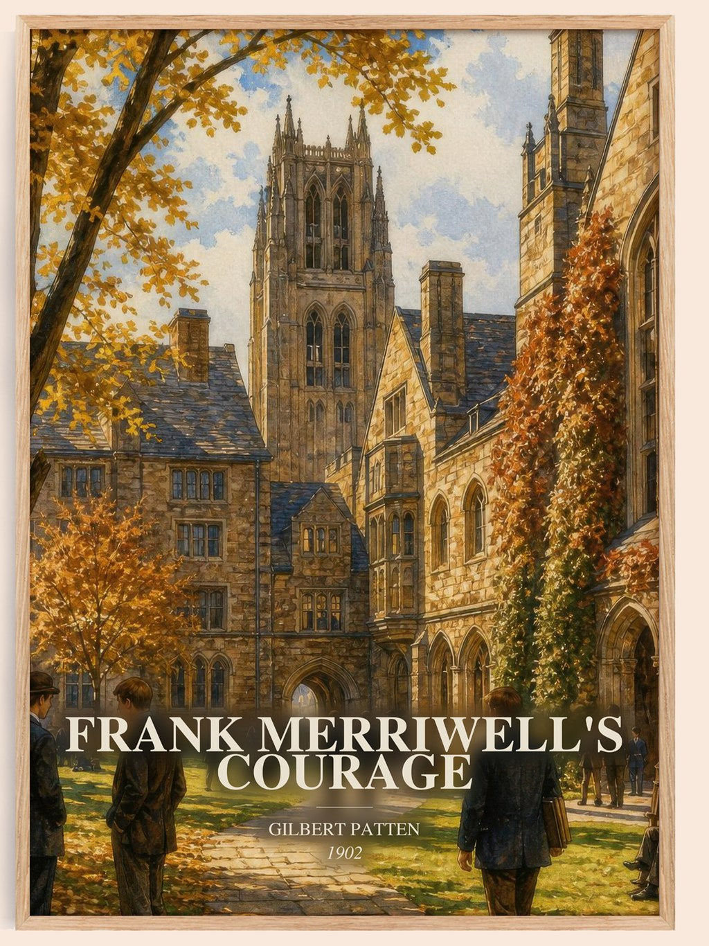 Frank Merriwell'S Courage watercolour book poster by Gilbert Patten – framed literary art print