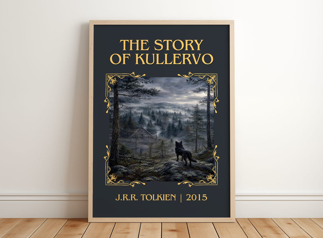 The Story Of Kullervo Classic Book Art Print by J.R.R. Tolkien – framed print leaning on a wooden floor