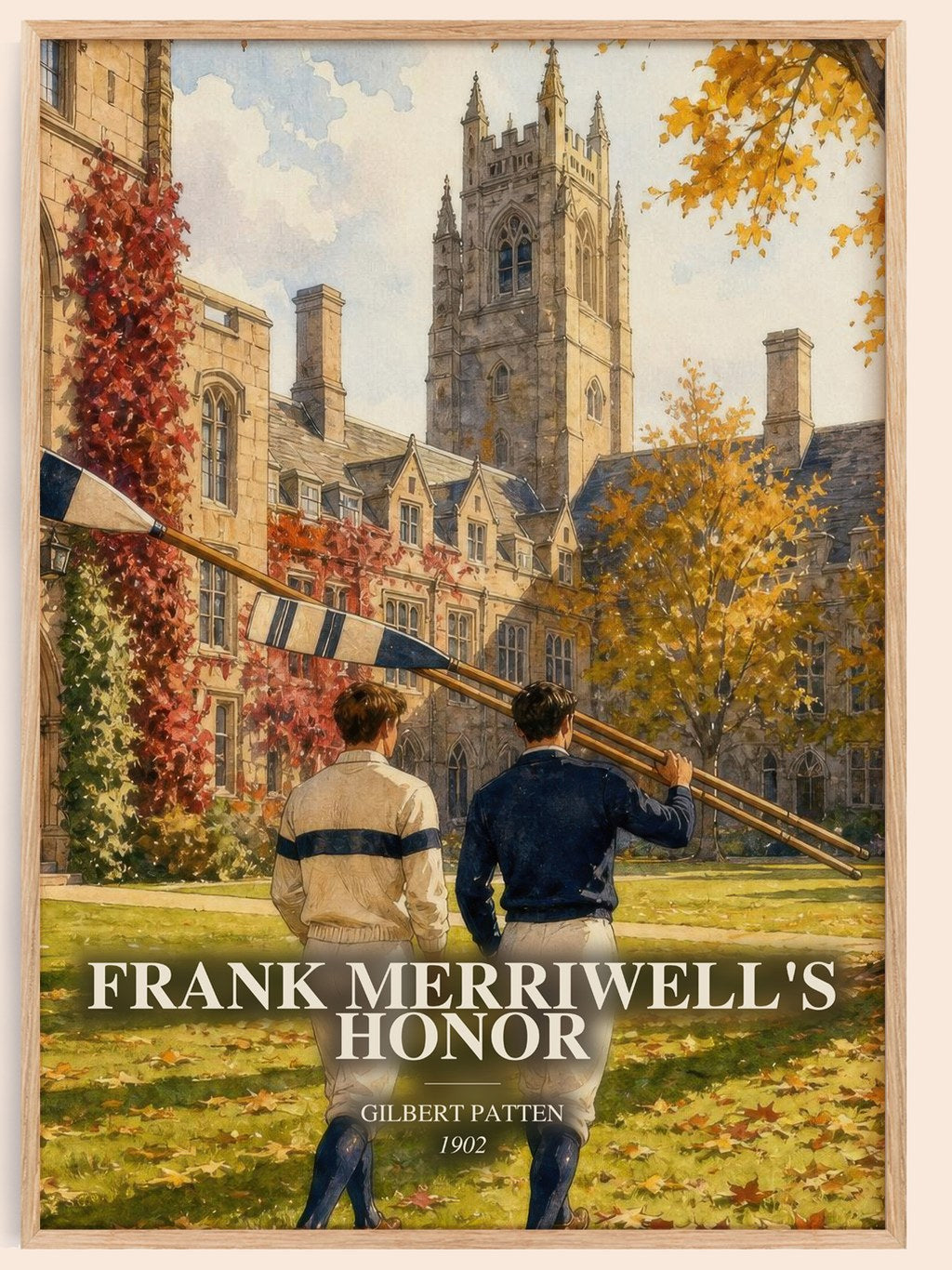 Frank Merriwell'S Honor watercolour book poster by Gilbert Patten – framed literary art print
