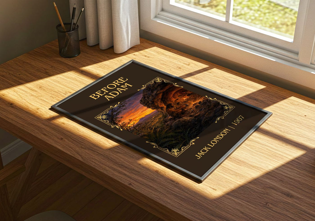 Before Adam Classic Book Art Print by Jack London – print on a sunlit desk