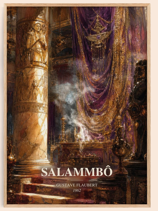 Salammbô watercolour book poster by Gustave Flaubert – framed literary art print