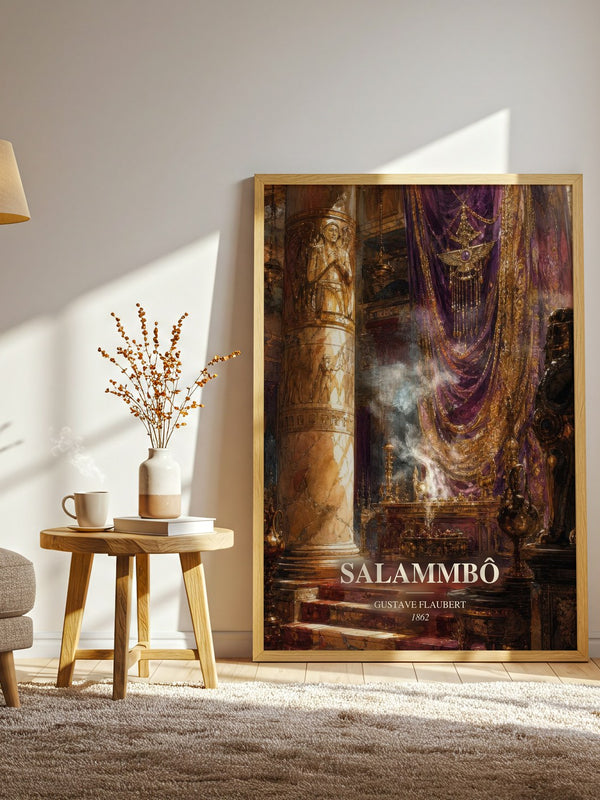 Salammbô watercolour print in frame leaning in hallway – historical fiction wall art