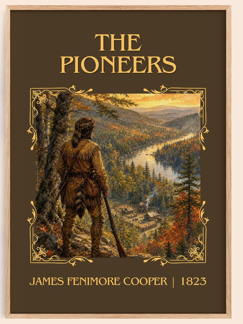 The Pioneers Classic Book Art Print by James Fenimore Cooper – book poster