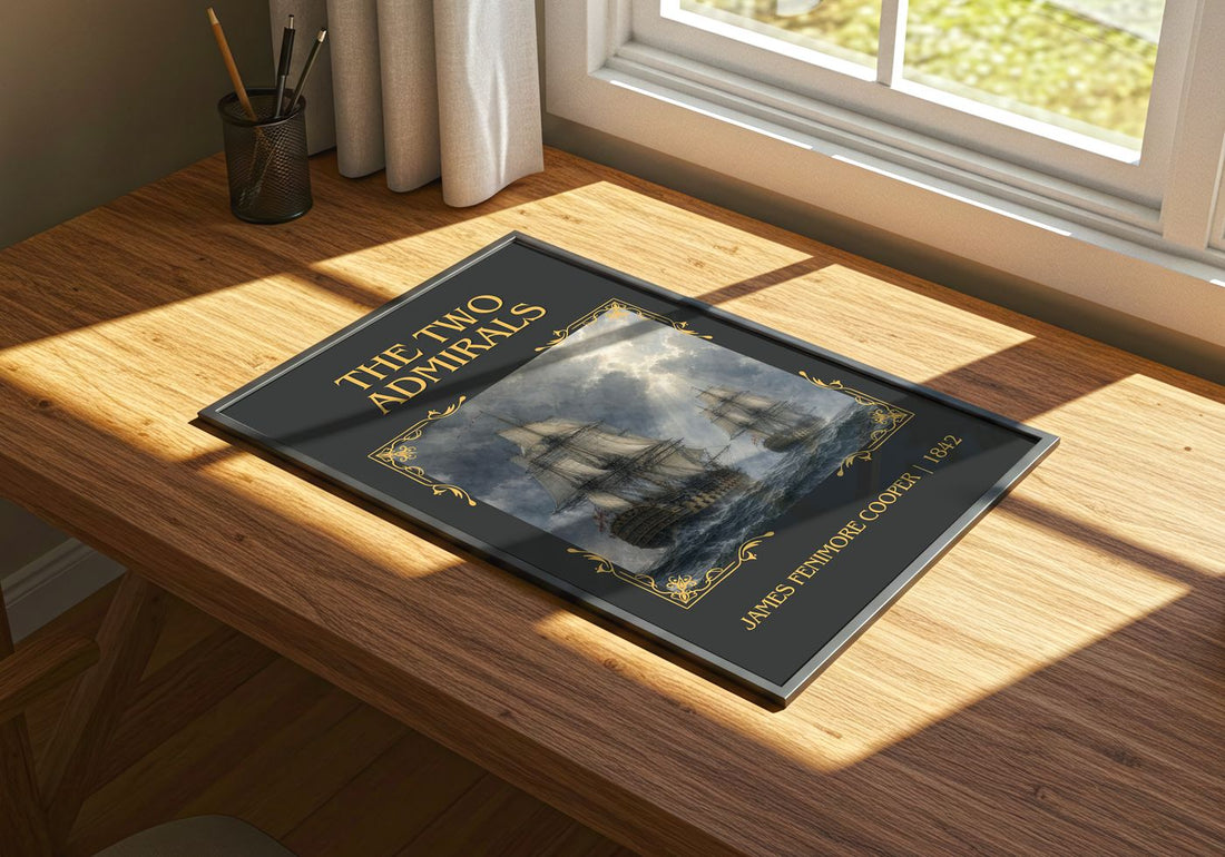 The Two Admirals Classic Book Art Print by James Fenimore Cooper – print on a sunlit desk