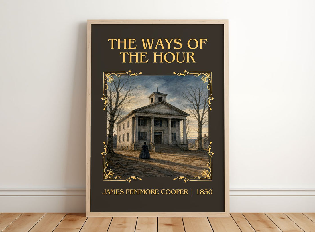 The Ways Of The Hour Classic Book Art Print by James Fenimore Cooper – framed print leaning on a wooden floor