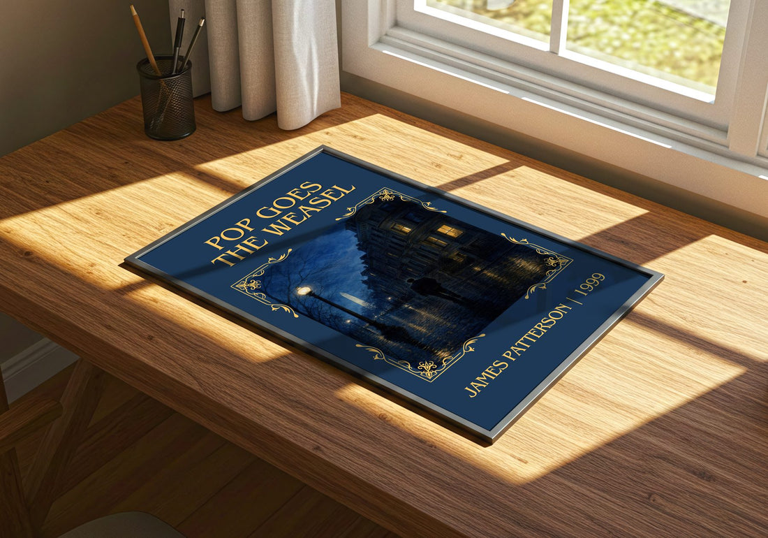 Pop Goes The Weasel Classic Book Art Print by James Patterson – print on a sunlit desk