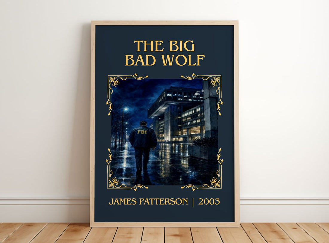 The Big Bad Wolf Classic Book Art Print by James Patterson – framed print leaning on a wooden floor