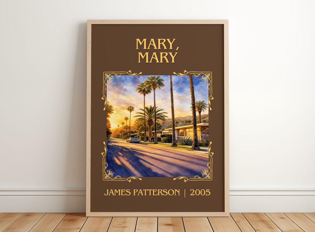 Mary, Mary Classic Book Art Print by James Patterson – framed print leaning on a wooden floor