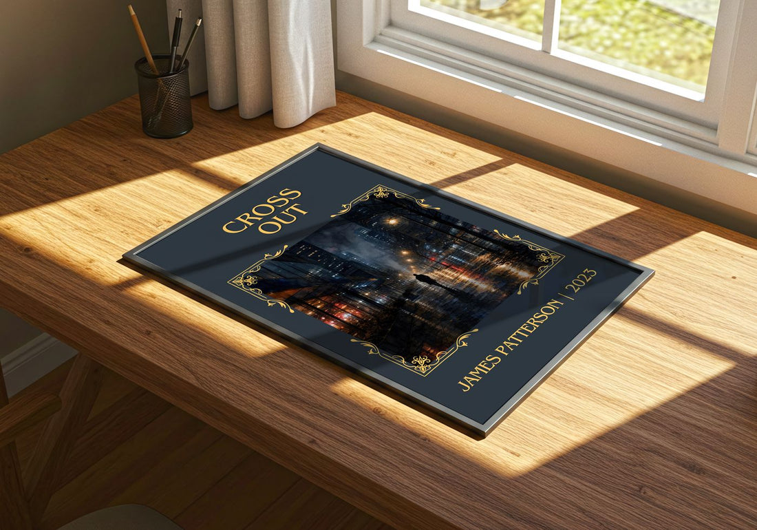 Cross Out Classic Book Art Print by James Patterson – print on a sunlit desk