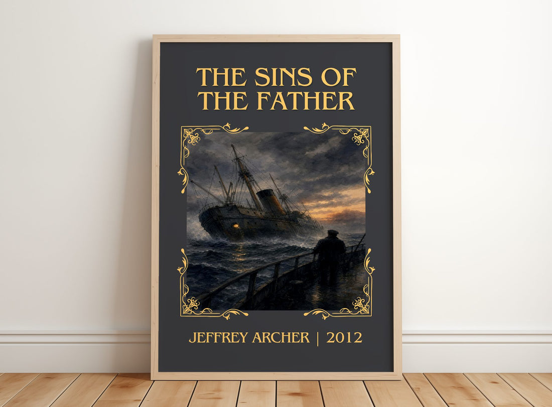 The Sins Of The Father Classic Book Art Print by Jeffrey Archer – framed print leaning on a wooden floor