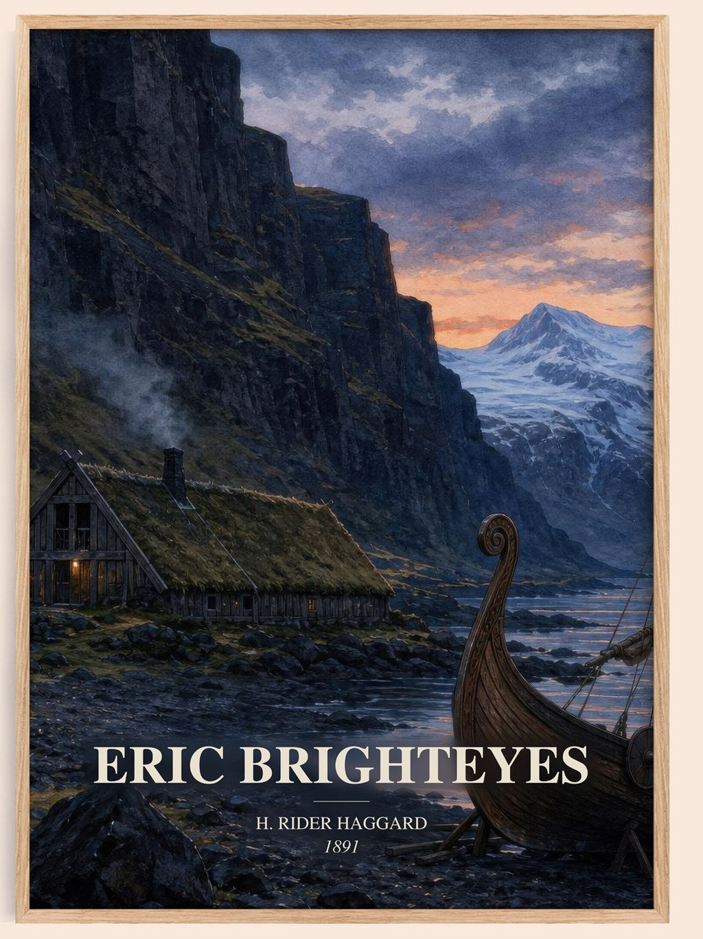 Eric Brighteyes watercolour book poster by H. Rider Haggard – framed literary art print