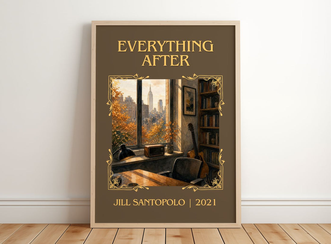 Everything After Classic Book Art Print by Jill Santopolo – framed print leaning on a wooden floor