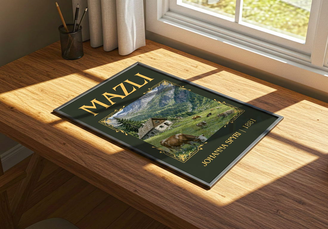 Mazli Classic Book Art Print by Johanna Spyri – print on a sunlit desk