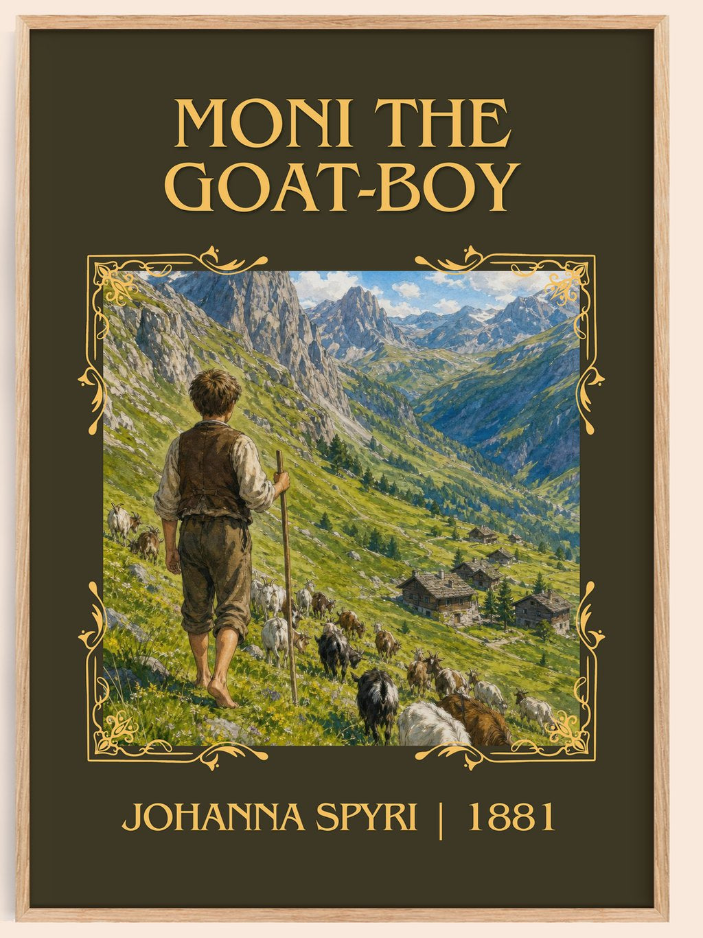Moni The Goat-Boy Classic Book Art Print by Johanna Spyri – book poster