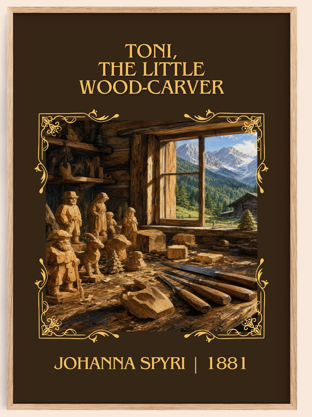 Toni, The Little Wood-Carver Classic Book Art Print by Johanna Spyri – book poster