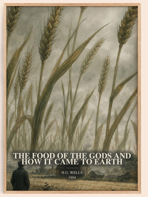 The Food Of The Gods And How It Came To Earth watercolour book poster by H.G. Wells – framed literary art print