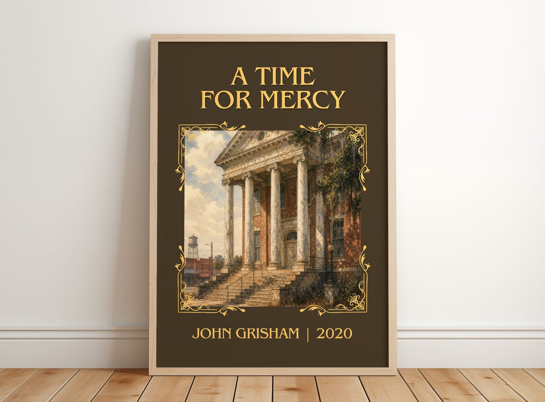 A Time For Mercy Classic Book Art Print by John Grisham – framed print leaning on a wooden floor