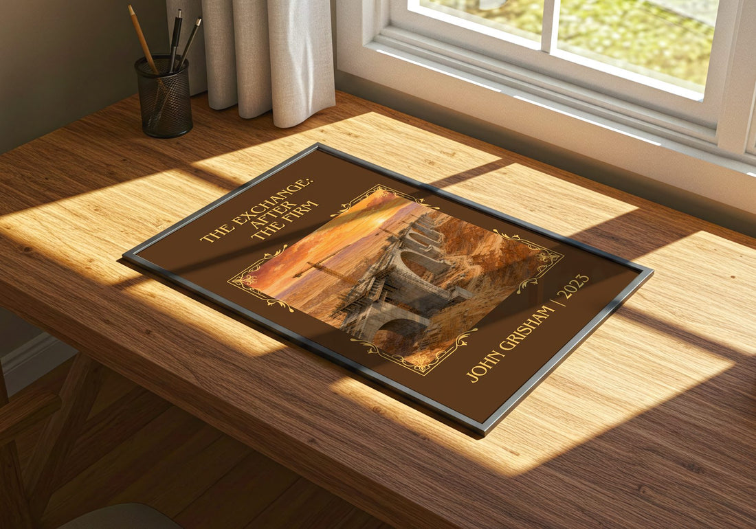 The Exchange: After The Firm Classic Book Art Print by John Grisham – print on a sunlit desk