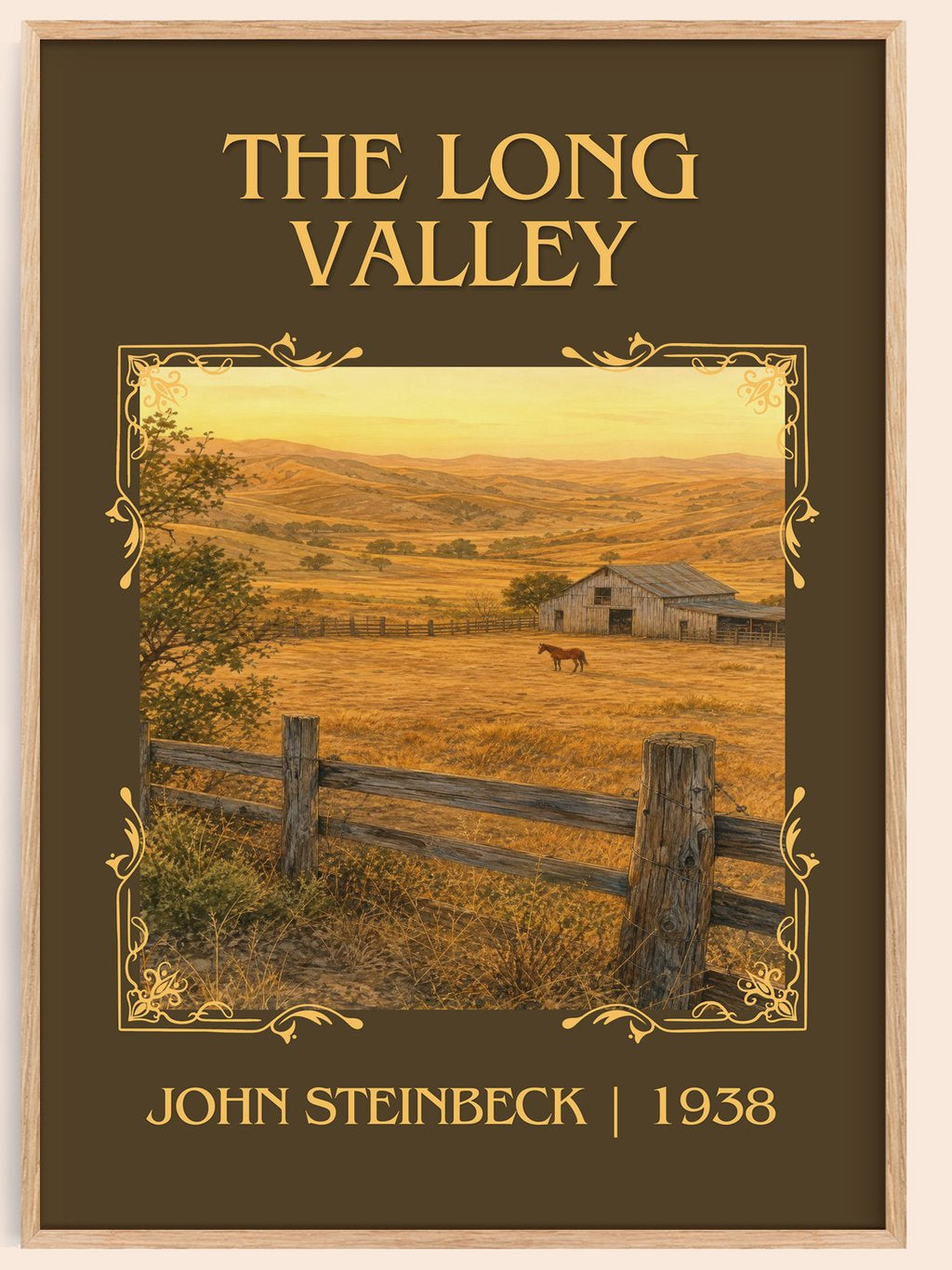 The Long Valley Classic Book Art Print by John Steinbeck – book poster